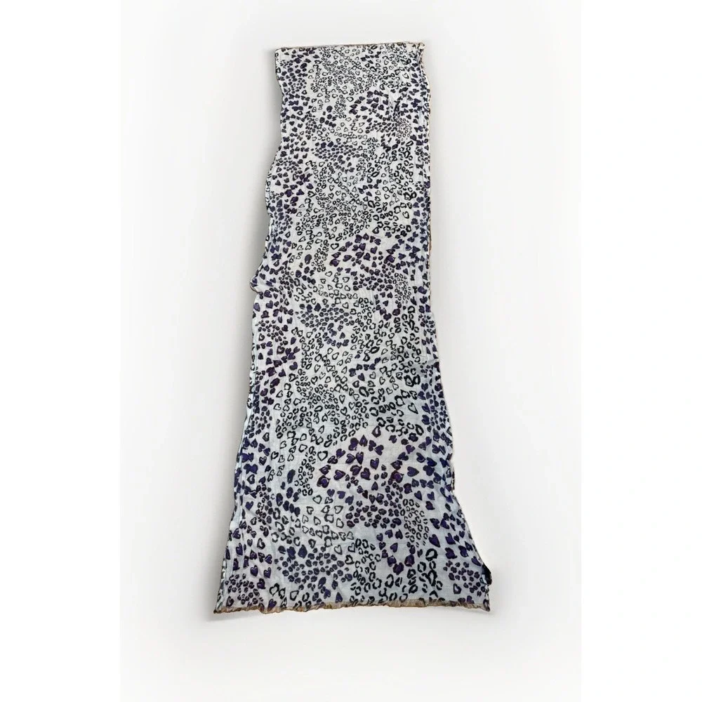 Saks Fifth Avenue 100% Modal Scarf Wrap Shawl Purple Heart Leopard Print